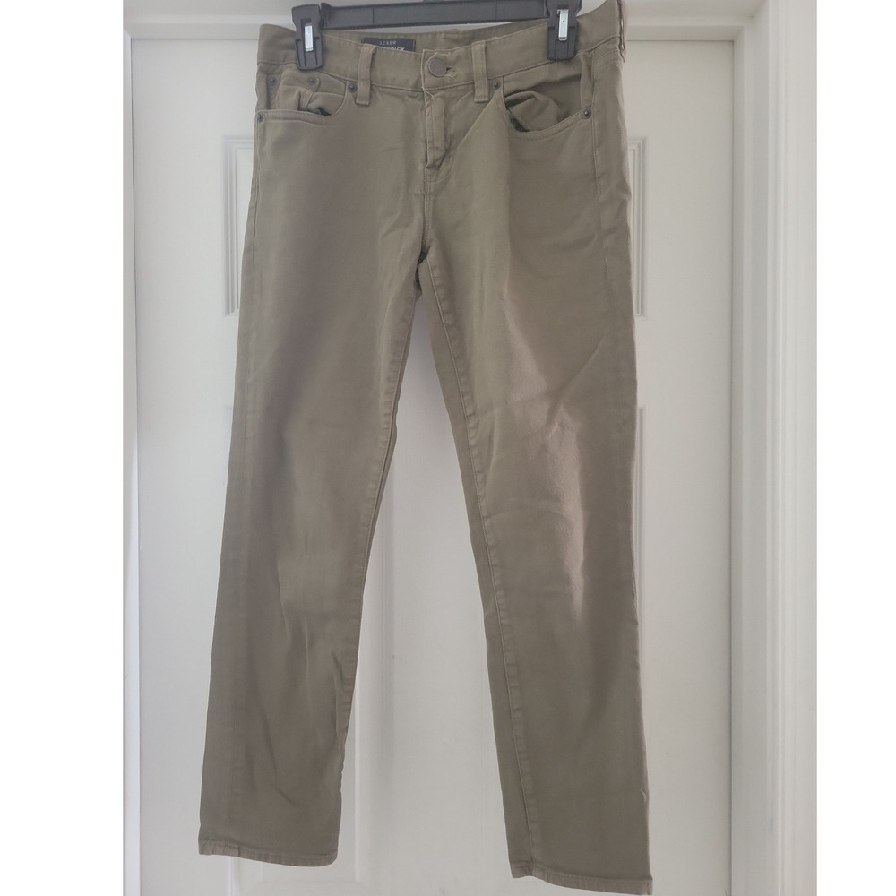 J.Crew Toothpick Ankle Pants Olive Green Slim Fit Stretch Twill Size 29